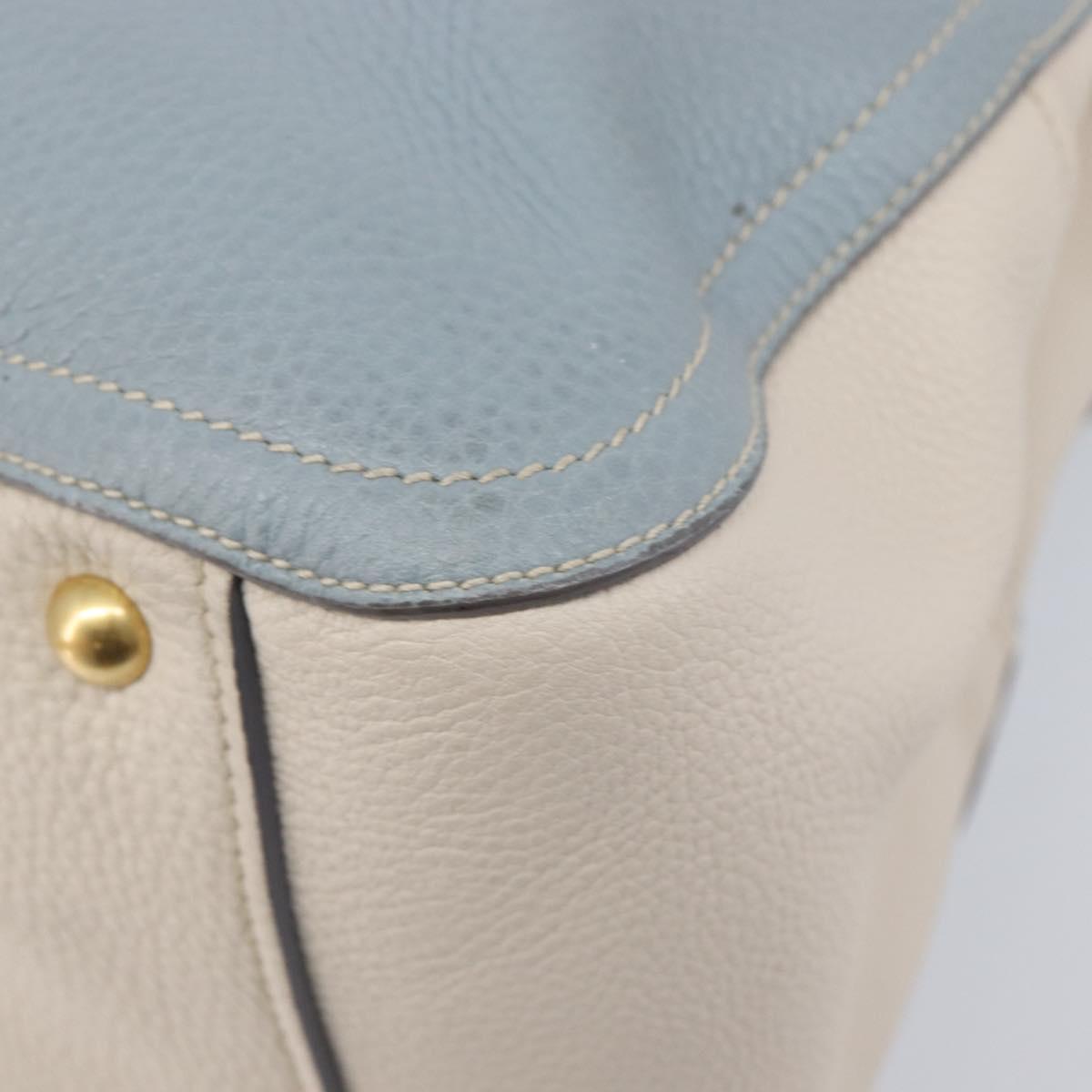 Miu Miu Hand Bag Leather 2way Light Blue Gold Auth 167870A