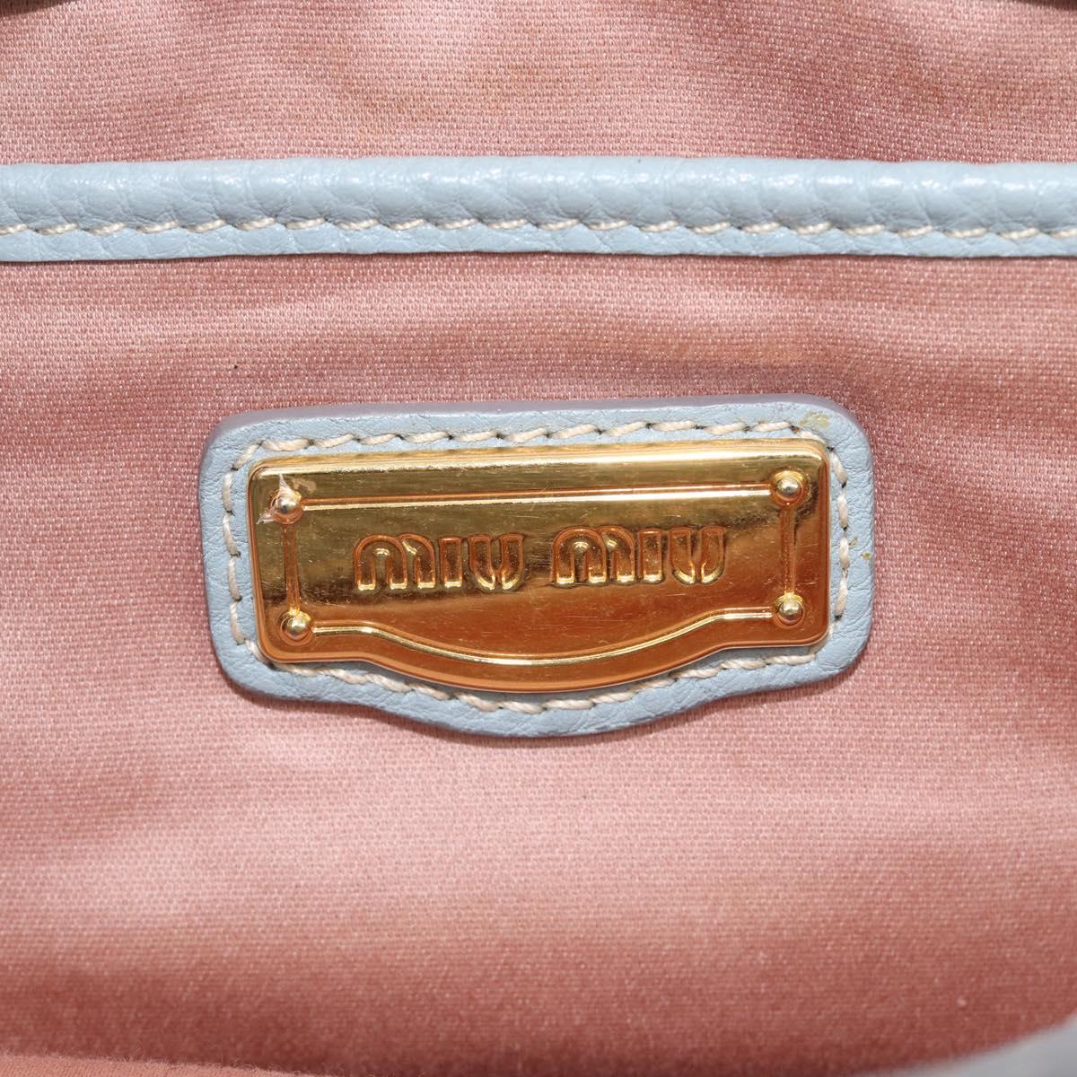 Miu Miu Hand Bag Leather 2way Light Blue Gold Auth 167870A