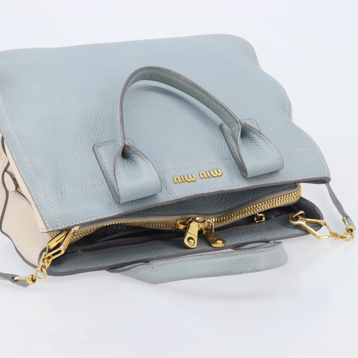 Miu Miu Hand Bag Leather 2way Light Blue Gold Auth 167870A