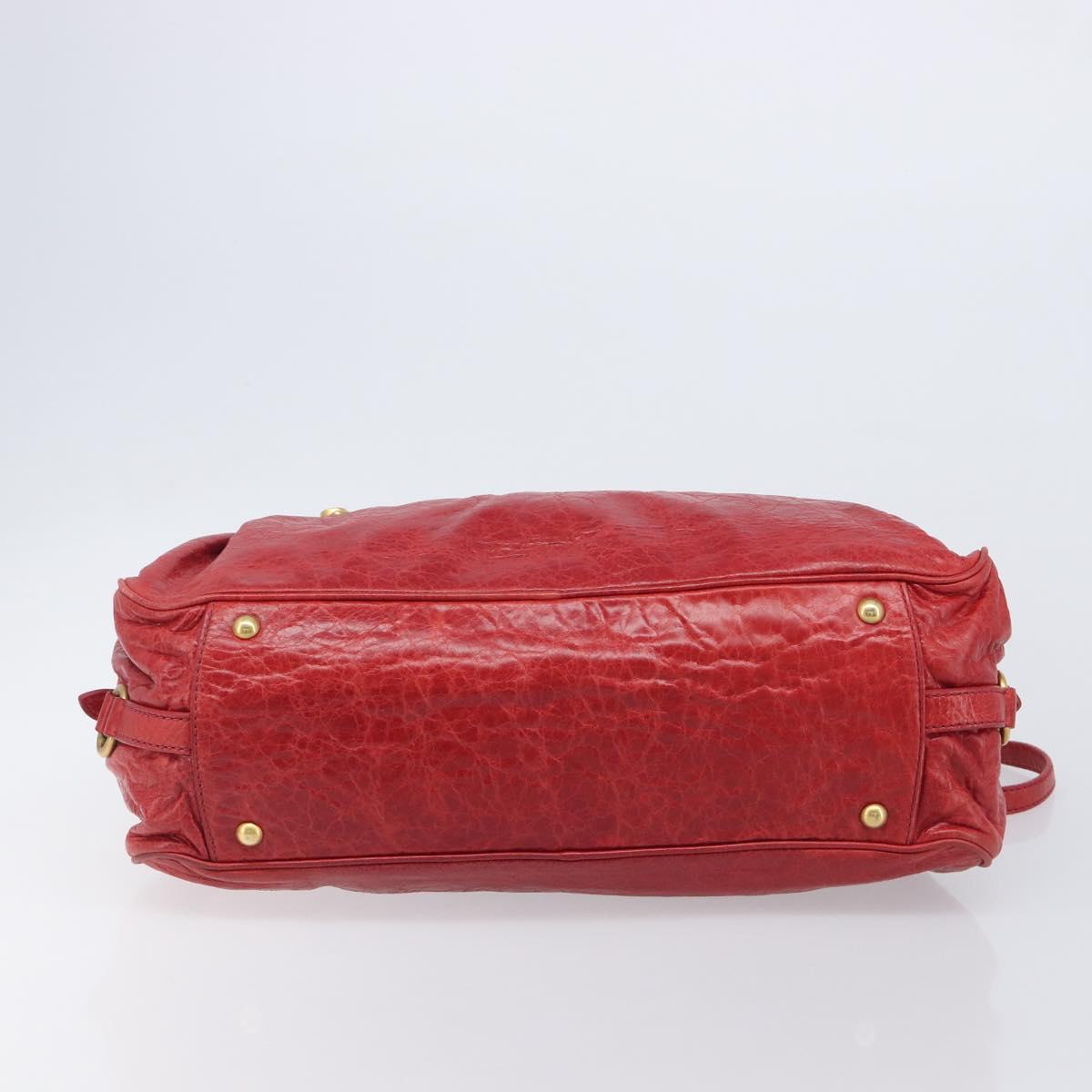 Miu Miu Hand Bag Leather 2way Red Gold Auth 167871M