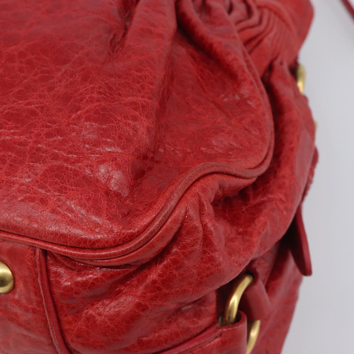 Miu Miu Hand Bag Leather 2way Red Gold Auth 167871M