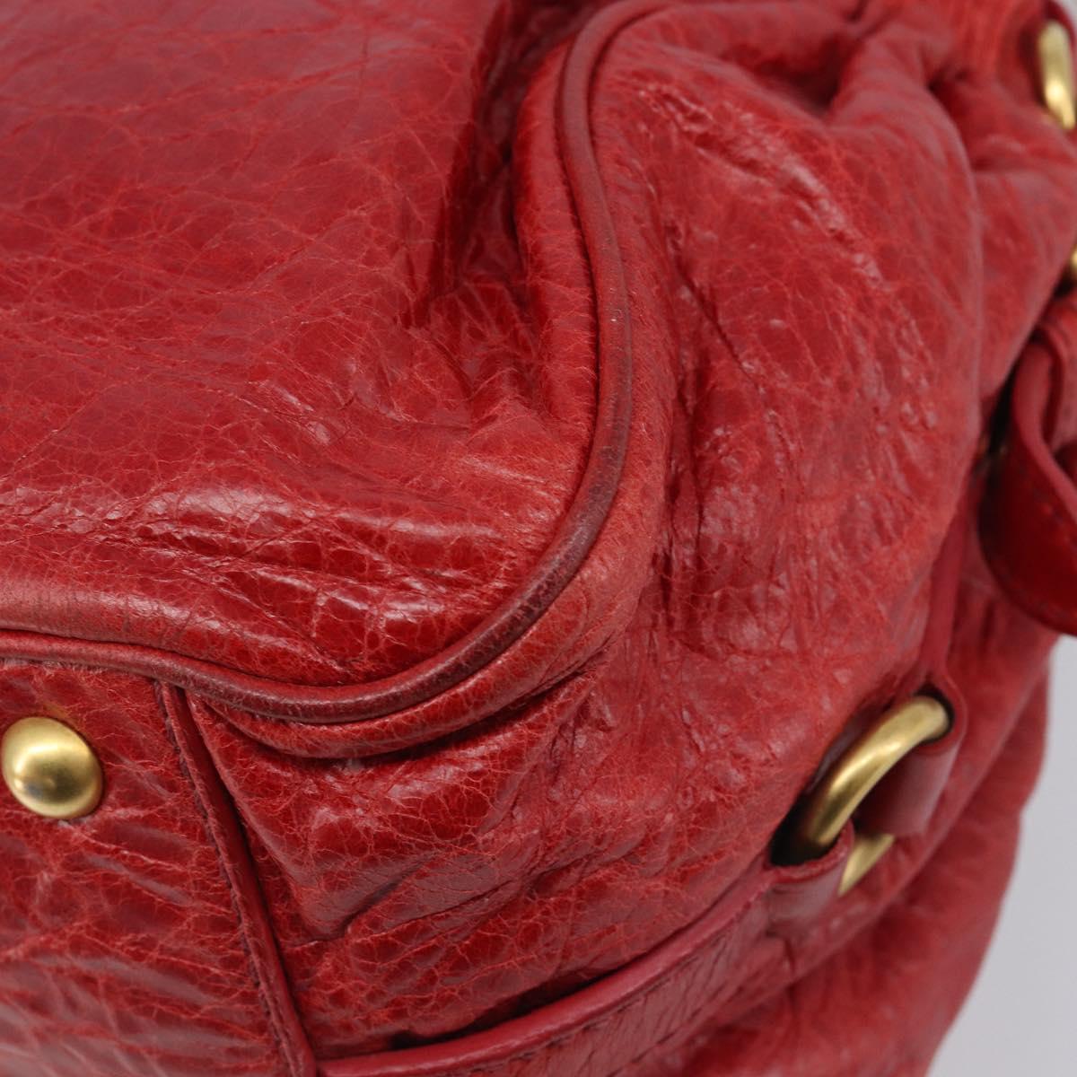 Miu Miu Hand Bag Leather 2way Red Gold Auth 167871M