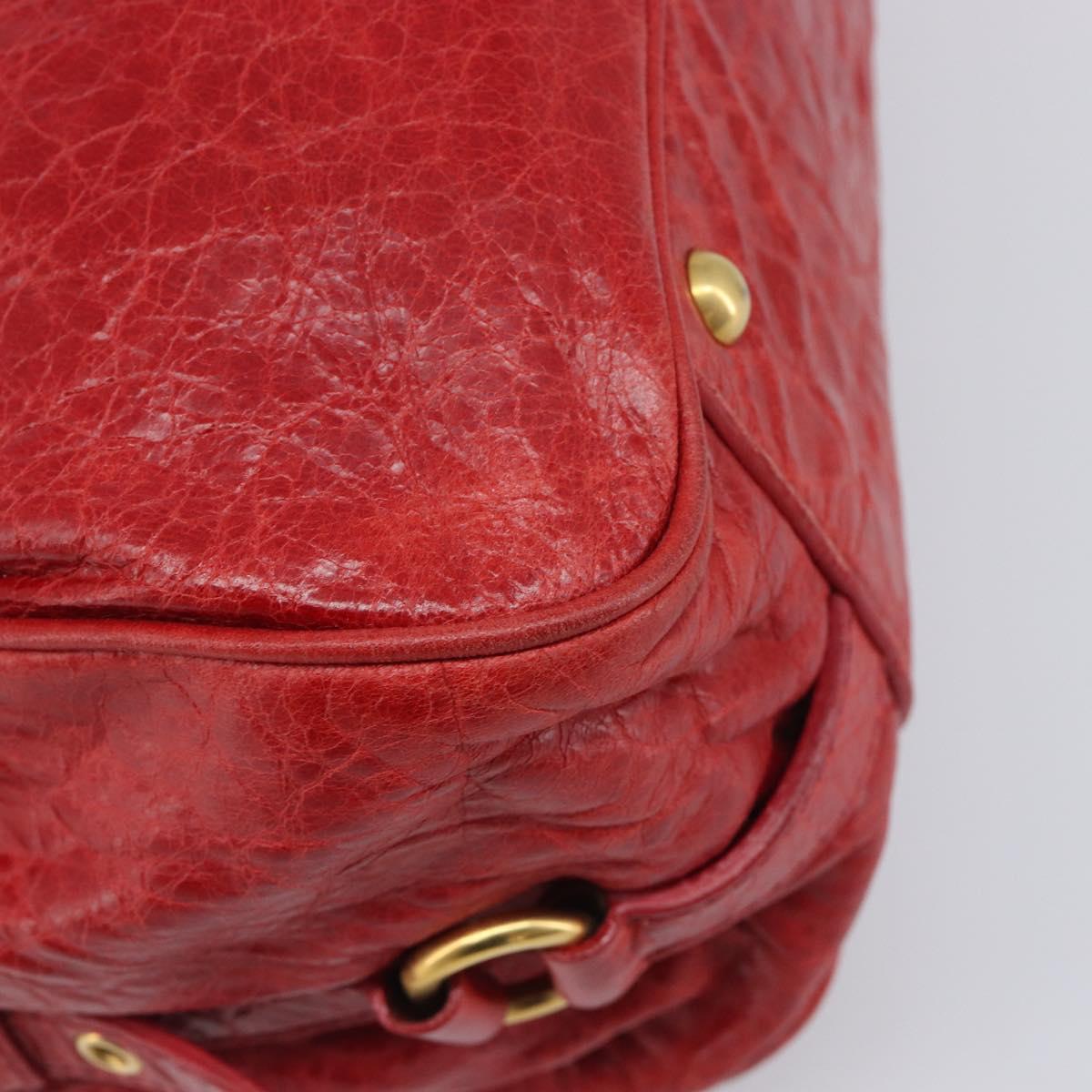 Miu Miu Hand Bag Leather 2way Red Gold Auth 167871M