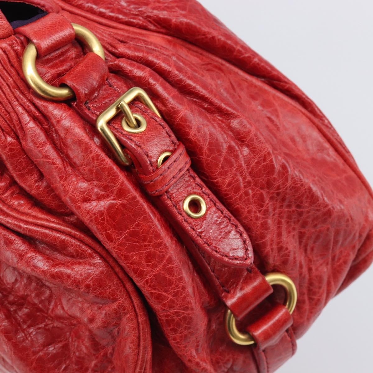 Miu Miu Hand Bag Leather 2way Red Gold Auth 167871M
