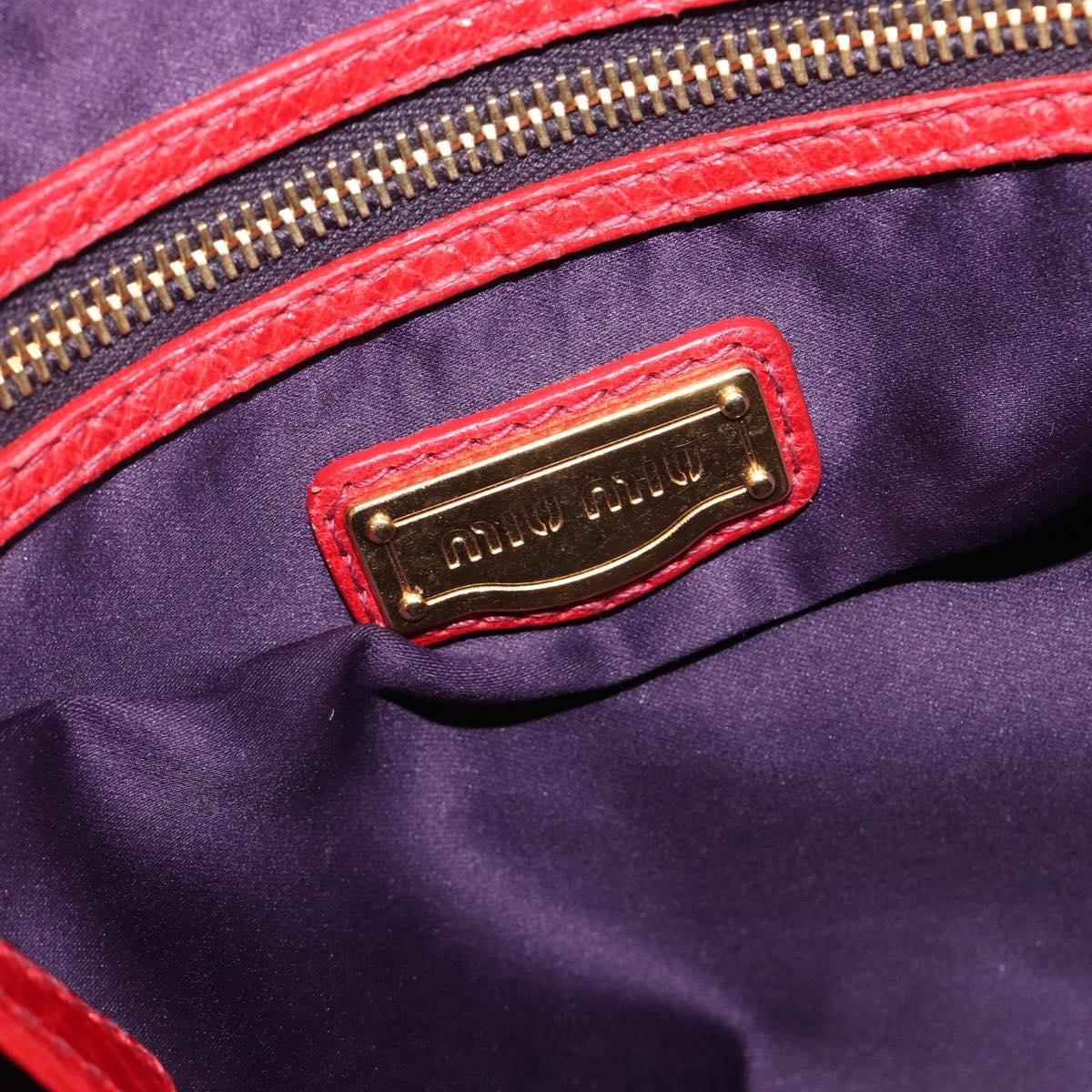 Miu Miu Hand Bag Leather 2way Red Gold Auth 167871M