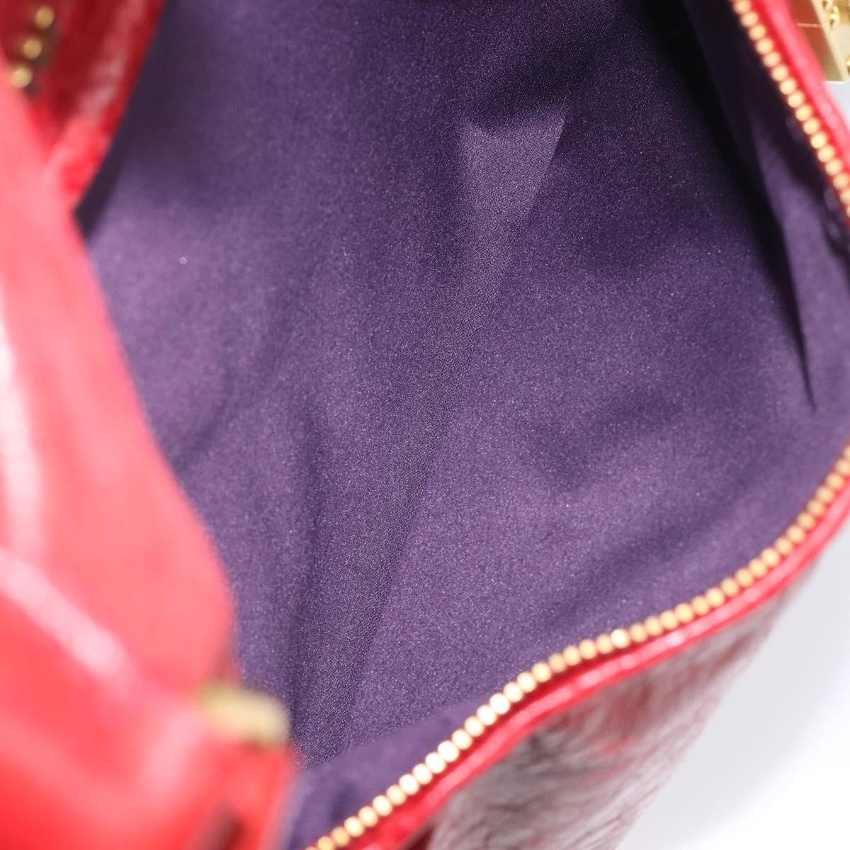 Miu Miu Hand Bag Leather 2way Red Gold Auth 167871M