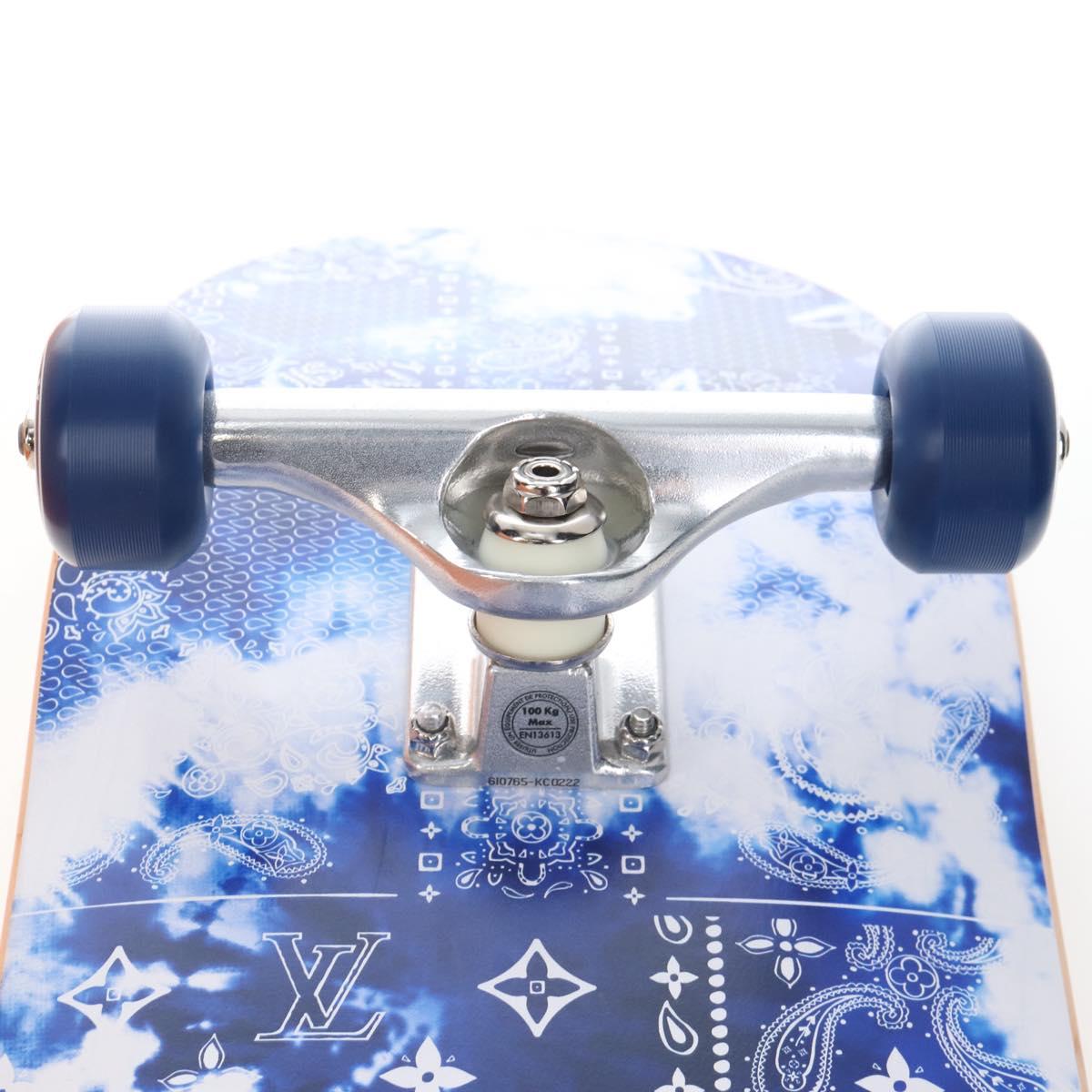 LOUIS VUITTON Monogram Bandana Skateboard Wood Blue GI0765 LV Auth 167873SM