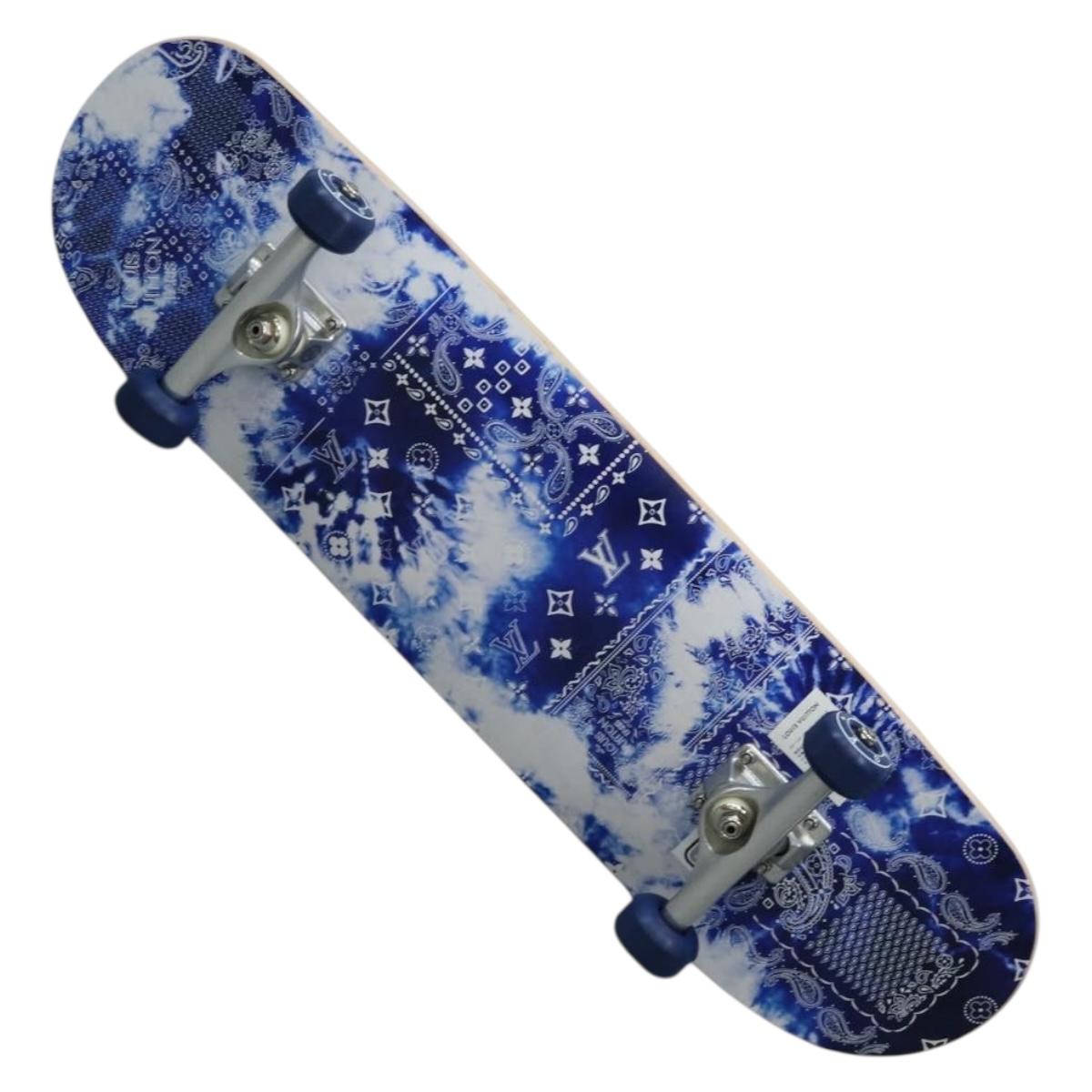 LOUIS VUITTON Monogram Bandana Skateboard Wood Blue GI0765 LV Auth 167873SM