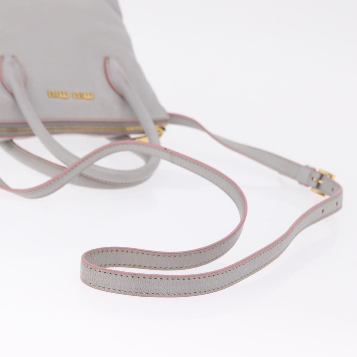 Miu Miu Hand Bag Leather 2way Gray Gold Auth 167877A