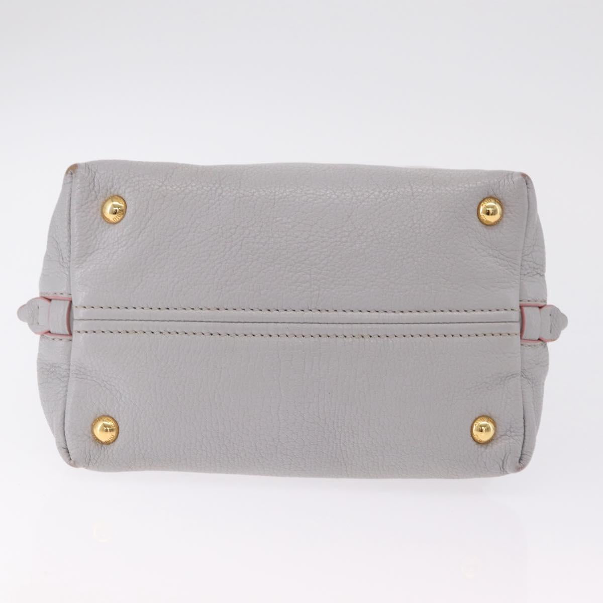 Miu Miu Hand Bag Leather 2way Gray Gold Auth 167877A
