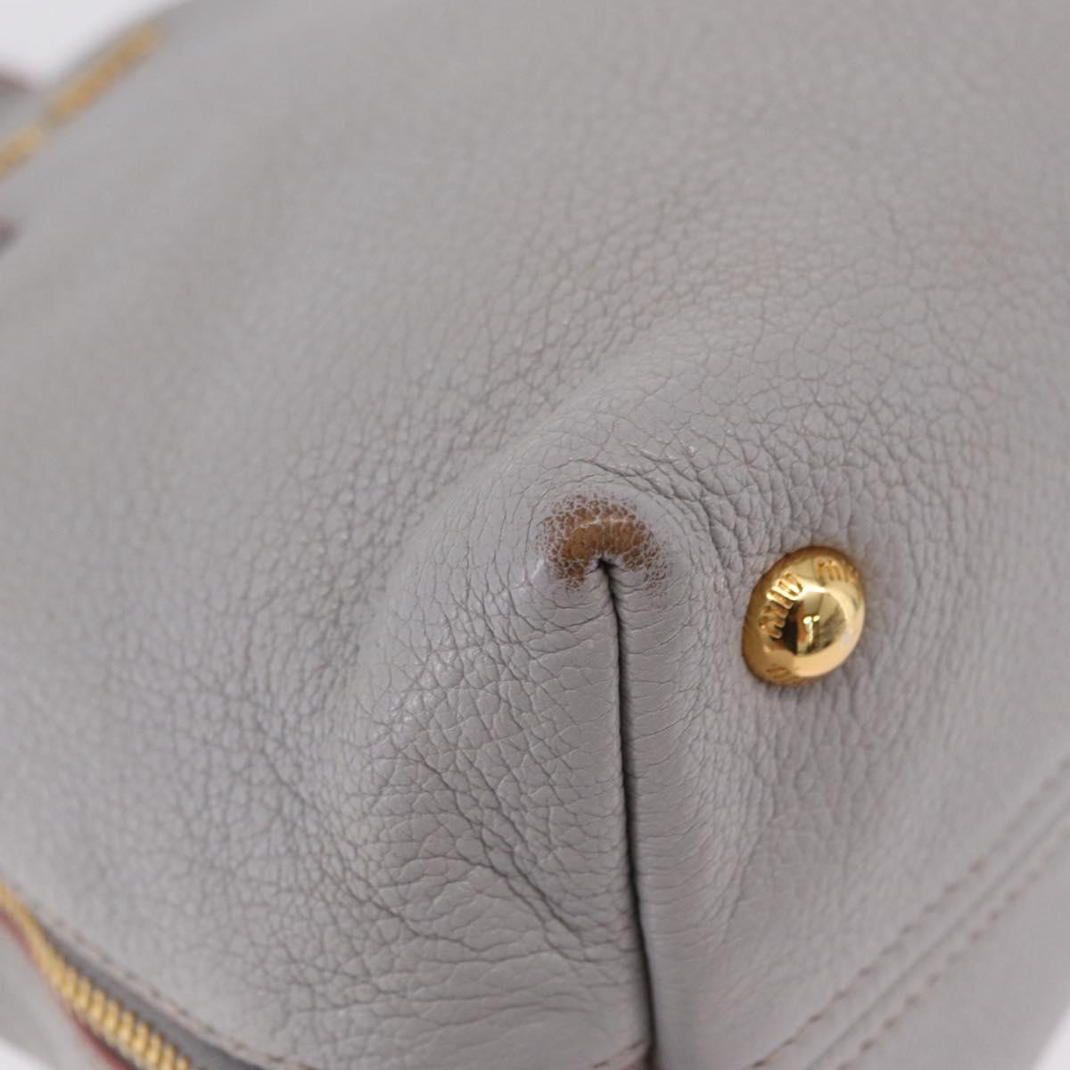 Miu Miu Hand Bag Leather 2way Gray Gold Auth 167877A