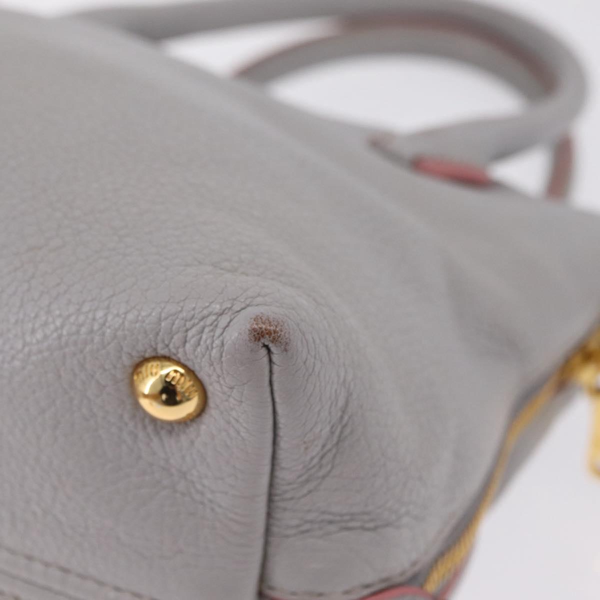 Miu Miu Hand Bag Leather 2way Gray Gold Auth 167877A
