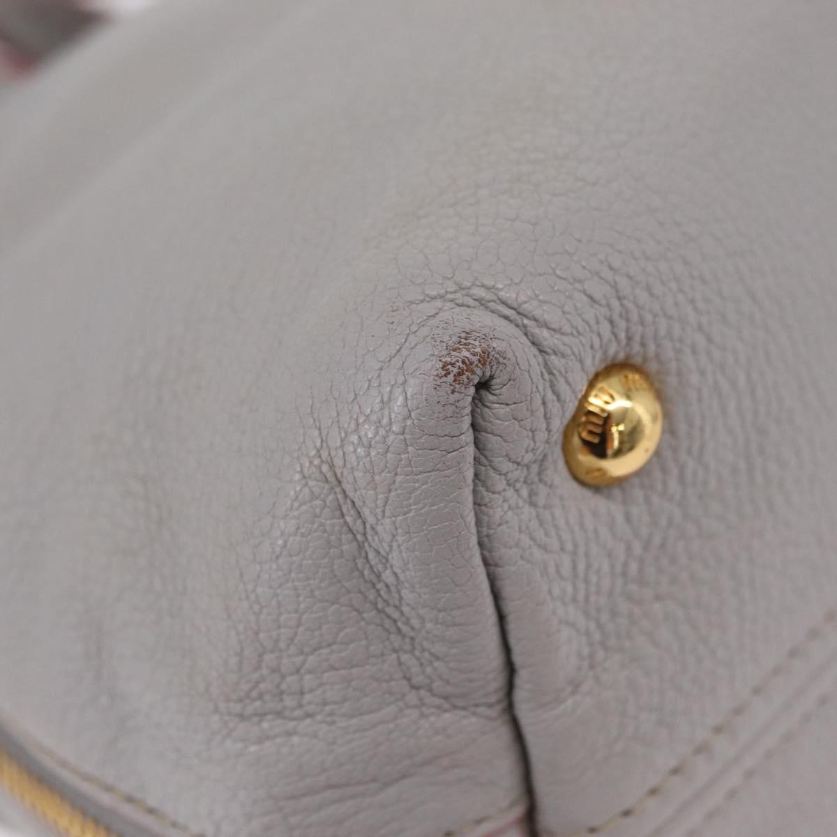 Miu Miu Hand Bag Leather 2way Gray Gold Auth 167877A