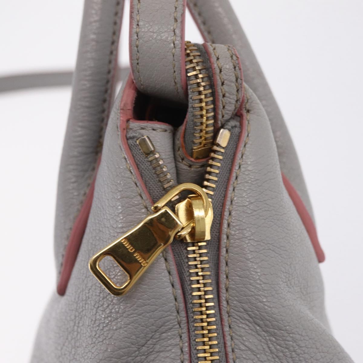 Miu Miu Hand Bag Leather 2way Gray Gold Auth 167877A