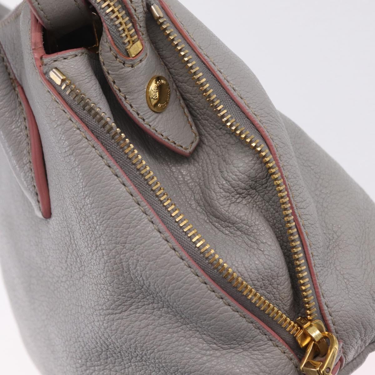 Miu Miu Hand Bag Leather 2way Gray Gold Auth 167877A