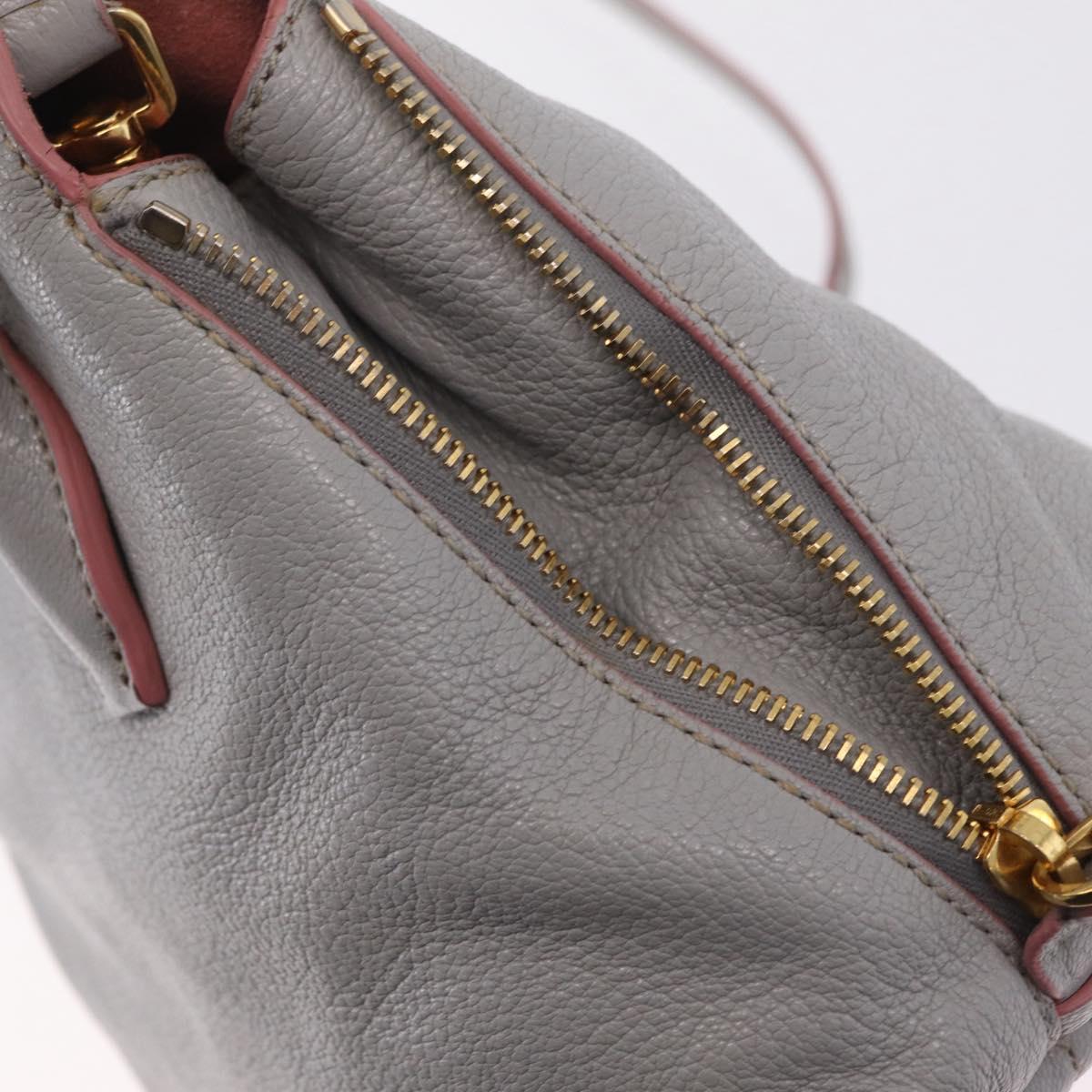 Miu Miu Hand Bag Leather 2way Gray Gold Auth 167877A