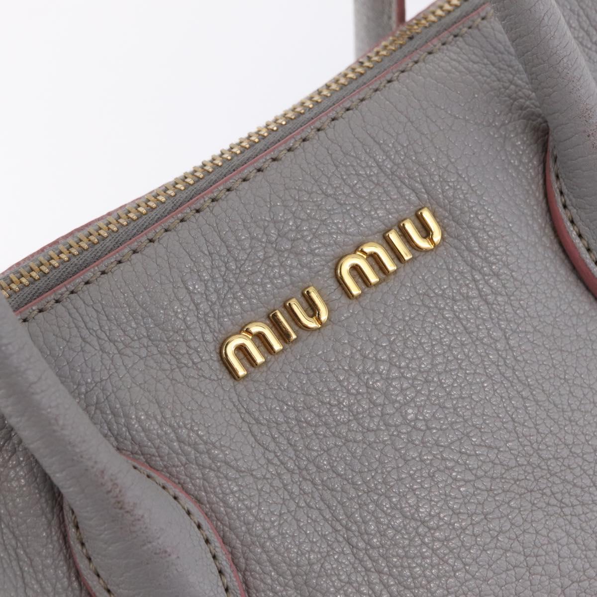 Miu Miu Hand Bag Leather 2way Gray Gold Auth 167877A