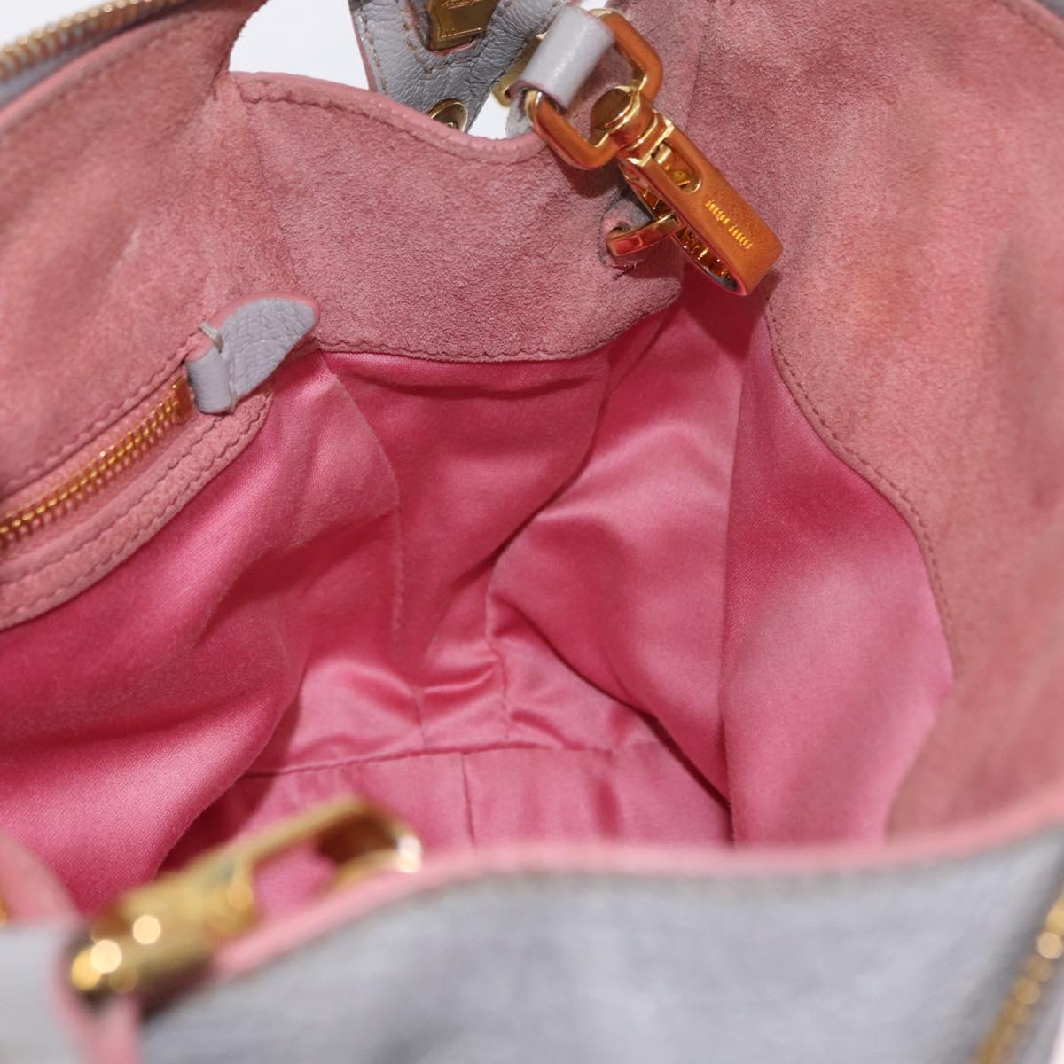 Miu Miu Hand Bag Leather 2way Gray Gold Auth 167877A