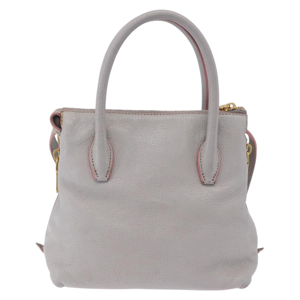 Miu Miu Hand Bag Leather 2way Gray Gold Auth 167877A