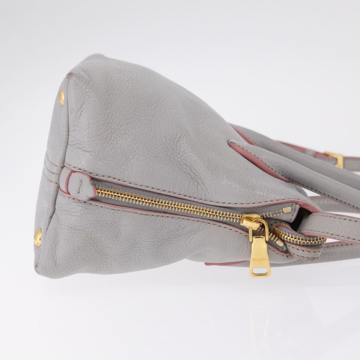 Miu Miu Hand Bag Leather 2way Gray Gold Auth 167877A