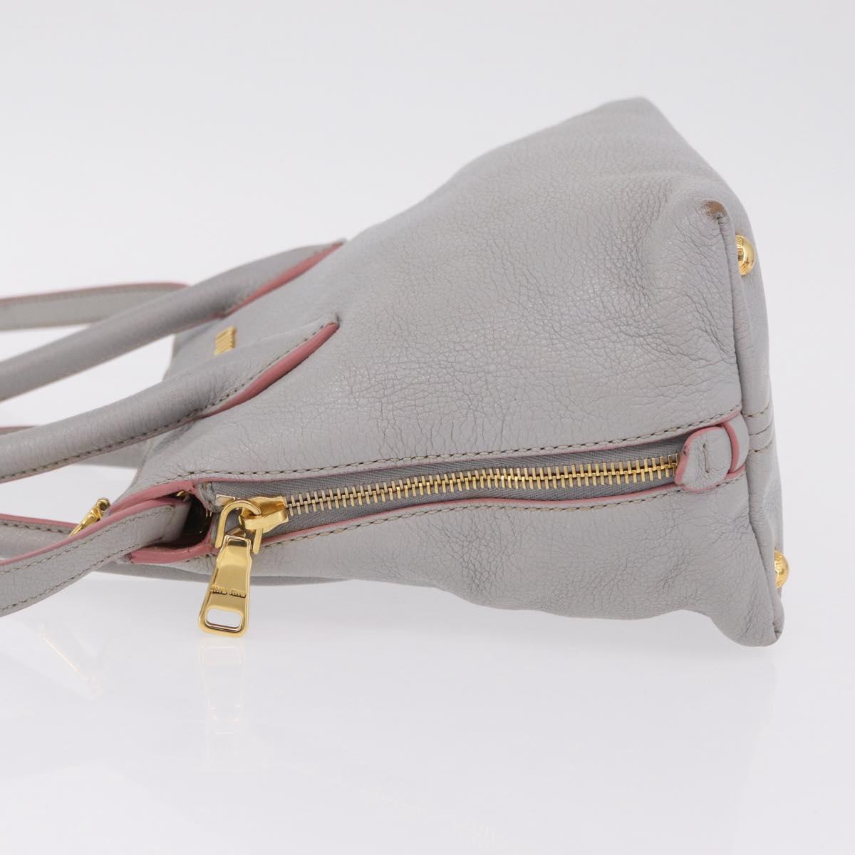 Miu Miu Hand Bag Leather 2way Gray Gold Auth 167877A