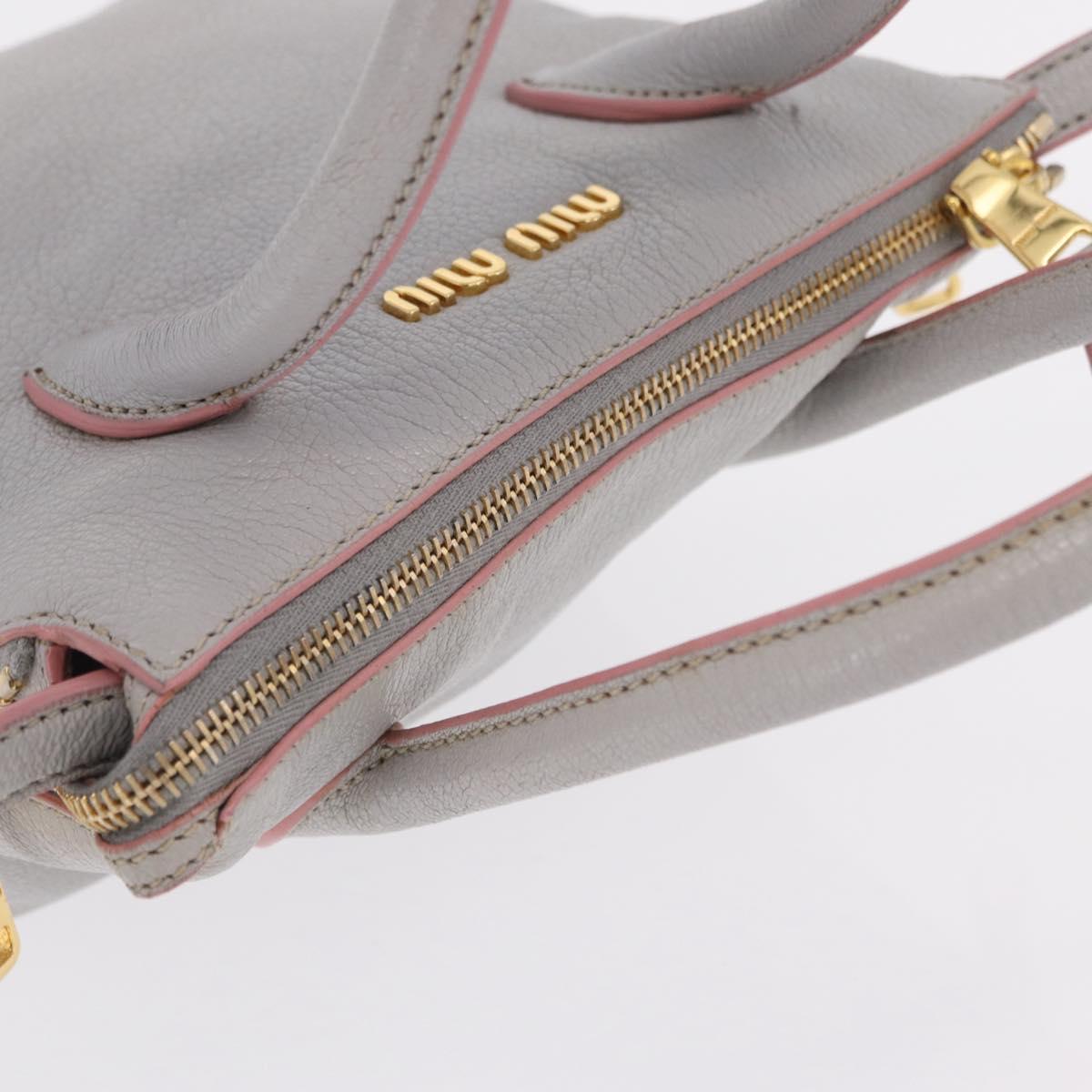 Miu Miu Hand Bag Leather 2way Gray Gold Auth 167877A