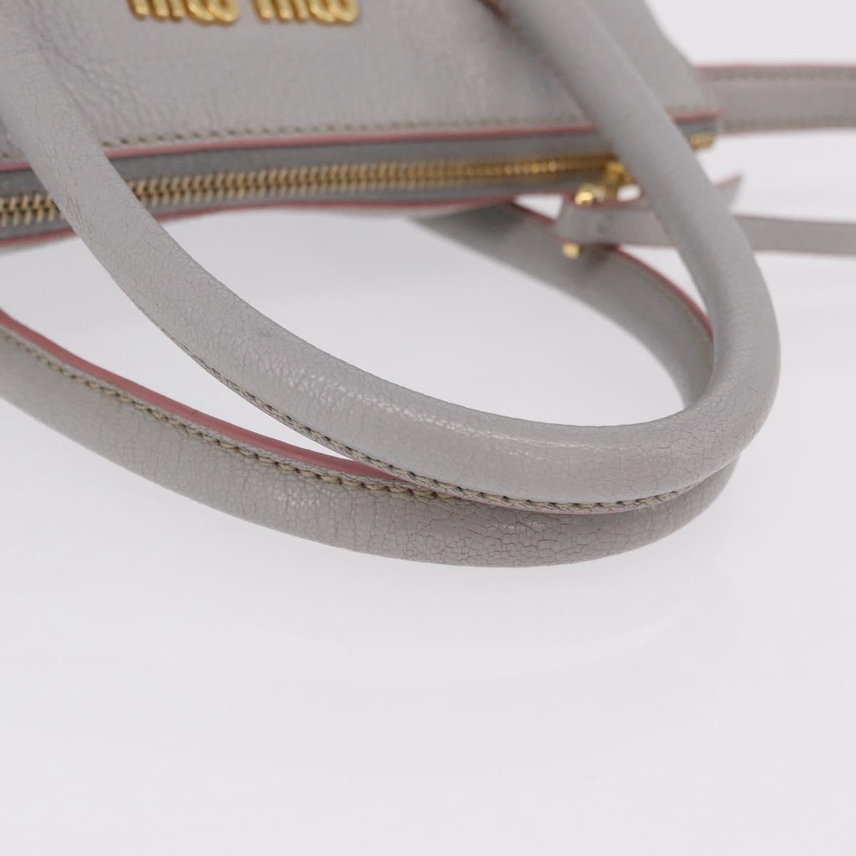 Miu Miu Hand Bag Leather 2way Gray Gold Auth 167877A