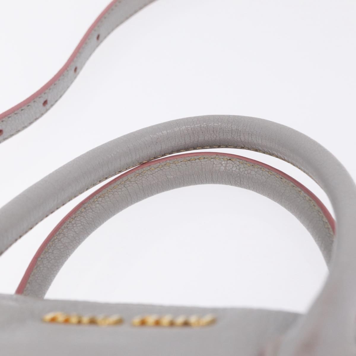Miu Miu Hand Bag Leather 2way Gray Gold Auth 167877A