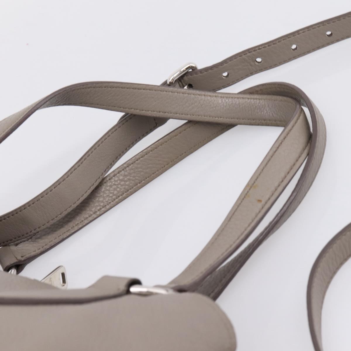 Miu Miu Hand Bag Leather 2way Gray Silver Auth 167878A