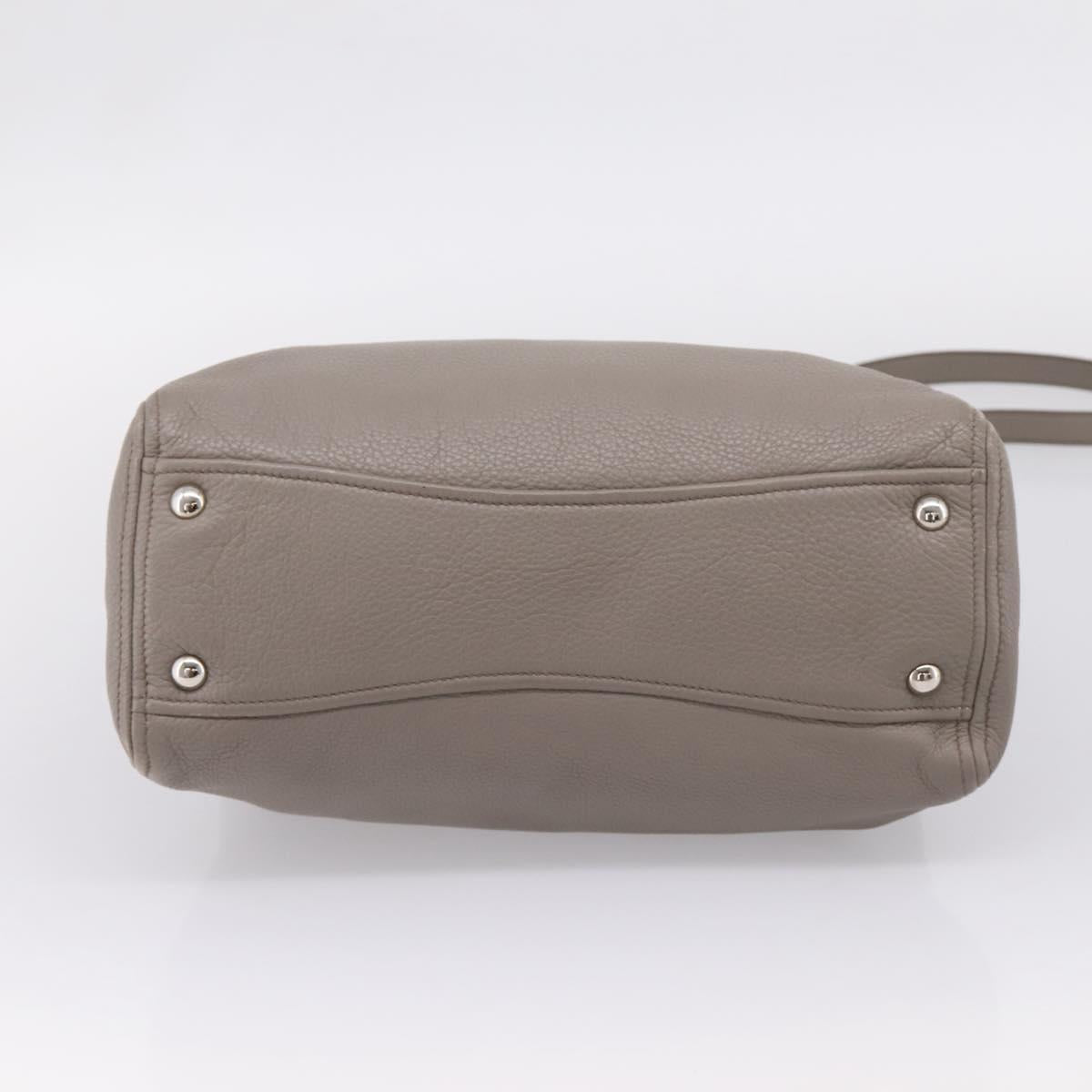 Miu Miu Hand Bag Leather 2way Gray Silver Auth 167878A