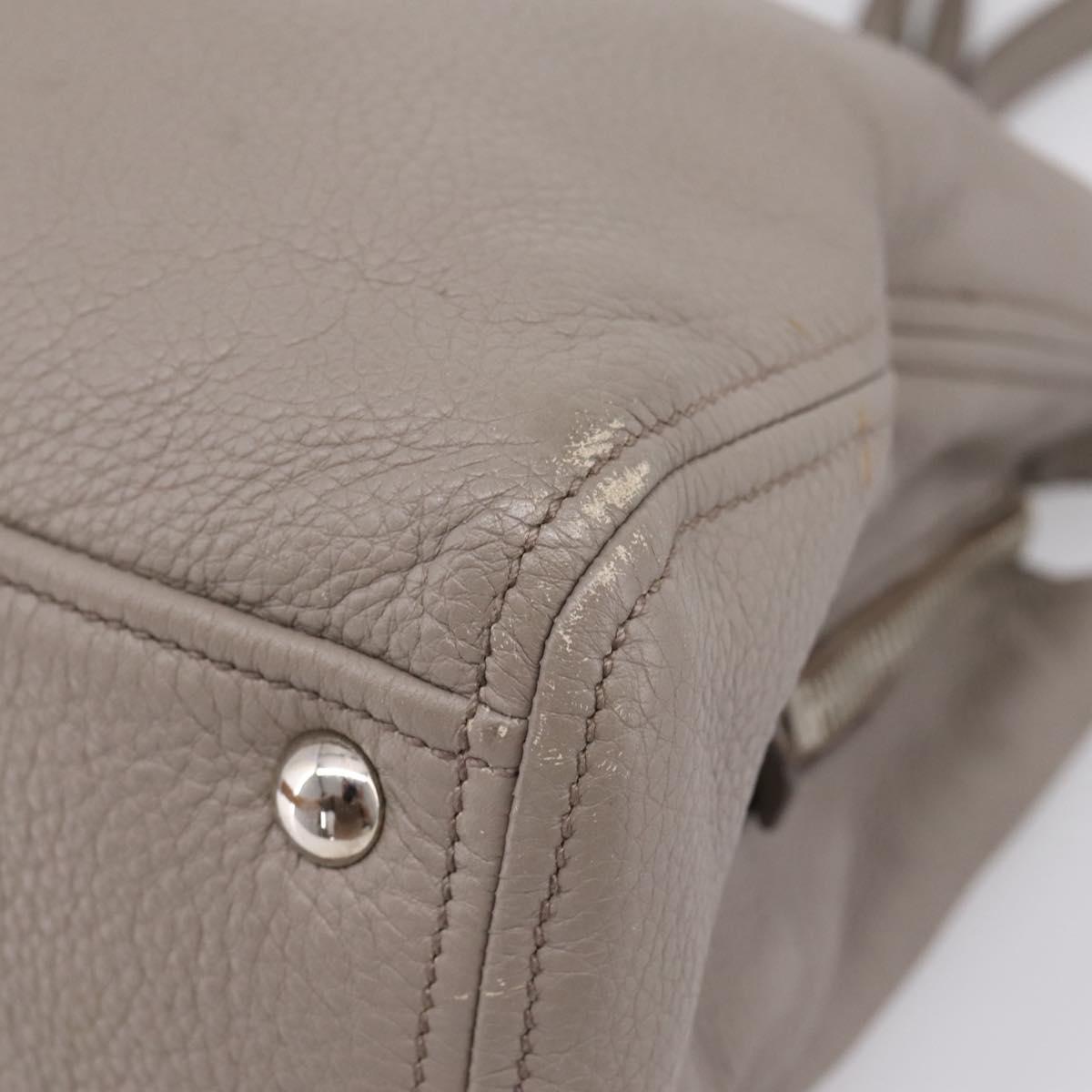 Miu Miu Hand Bag Leather 2way Gray Silver Auth 167878A
