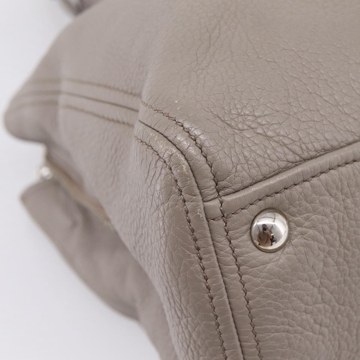 Miu Miu Hand Bag Leather 2way Gray Silver Auth 167878A