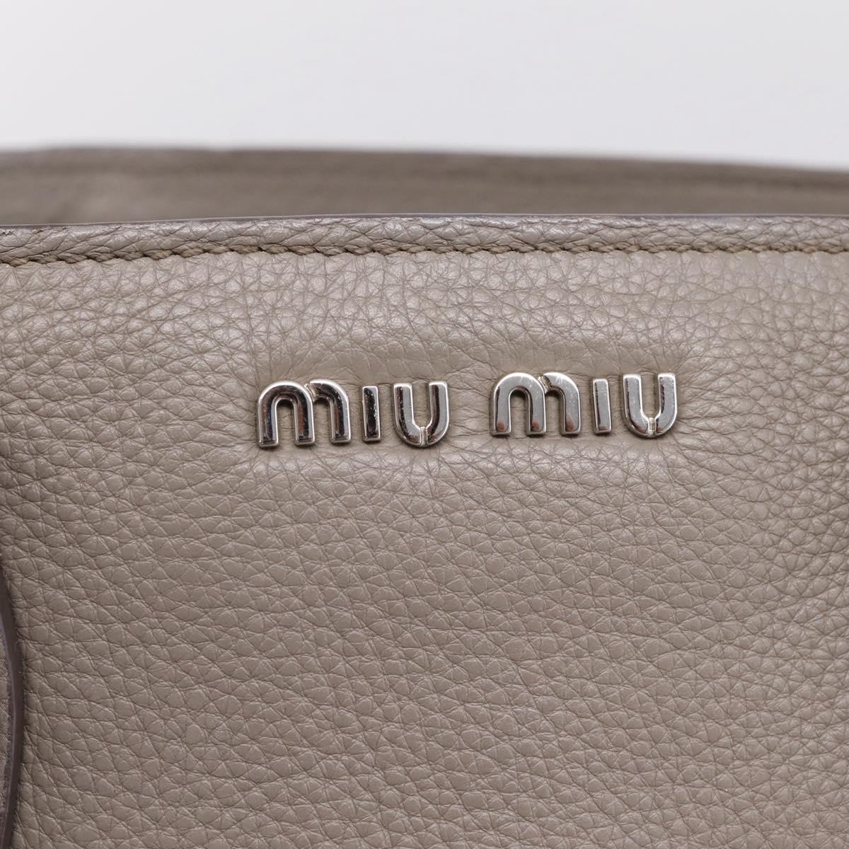 Miu Miu Hand Bag Leather 2way Gray Silver Auth 167878A