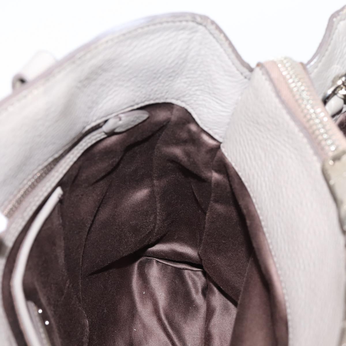 Miu Miu Hand Bag Leather 2way Gray Silver Auth 167878A