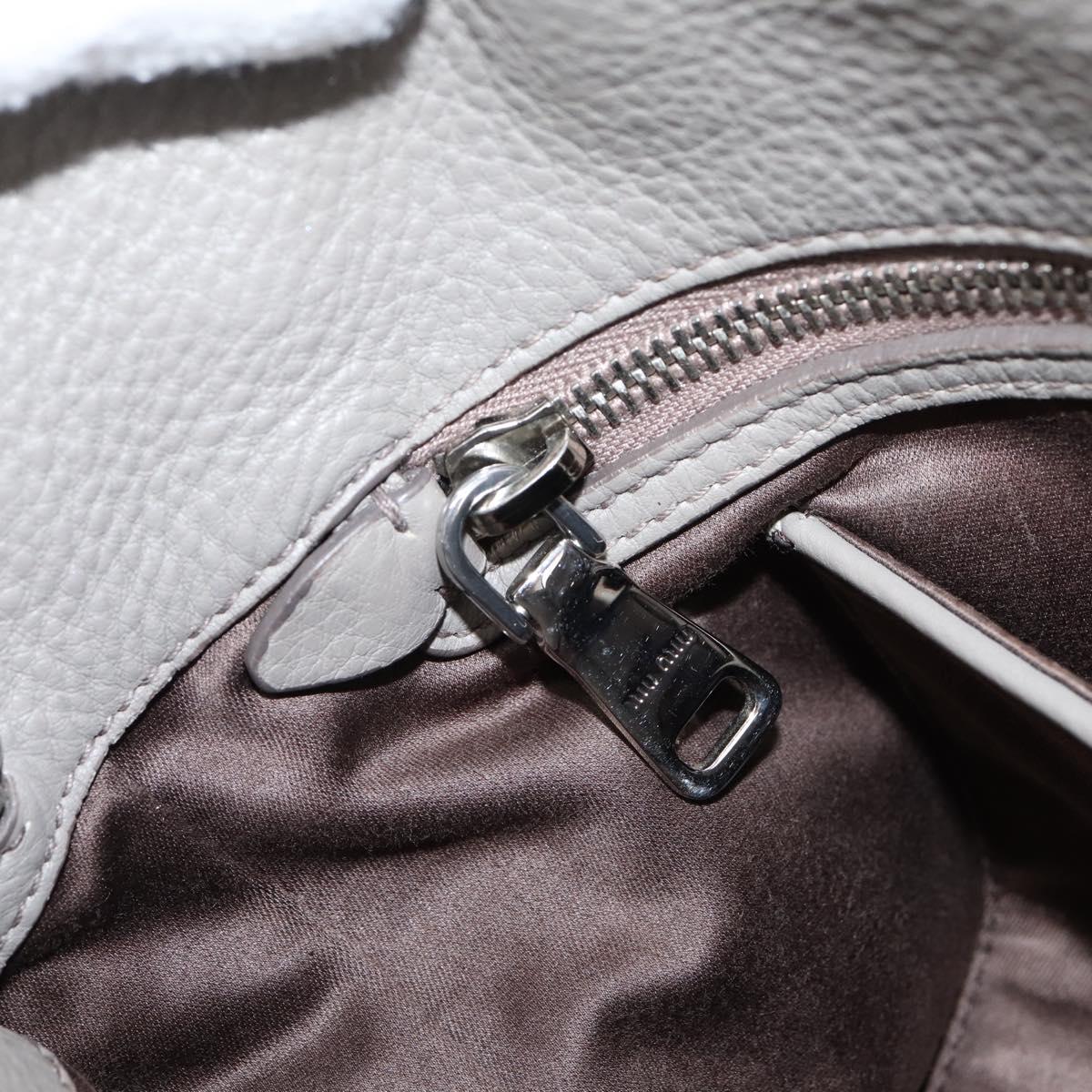 Miu Miu Hand Bag Leather 2way Gray Silver Auth 167878A