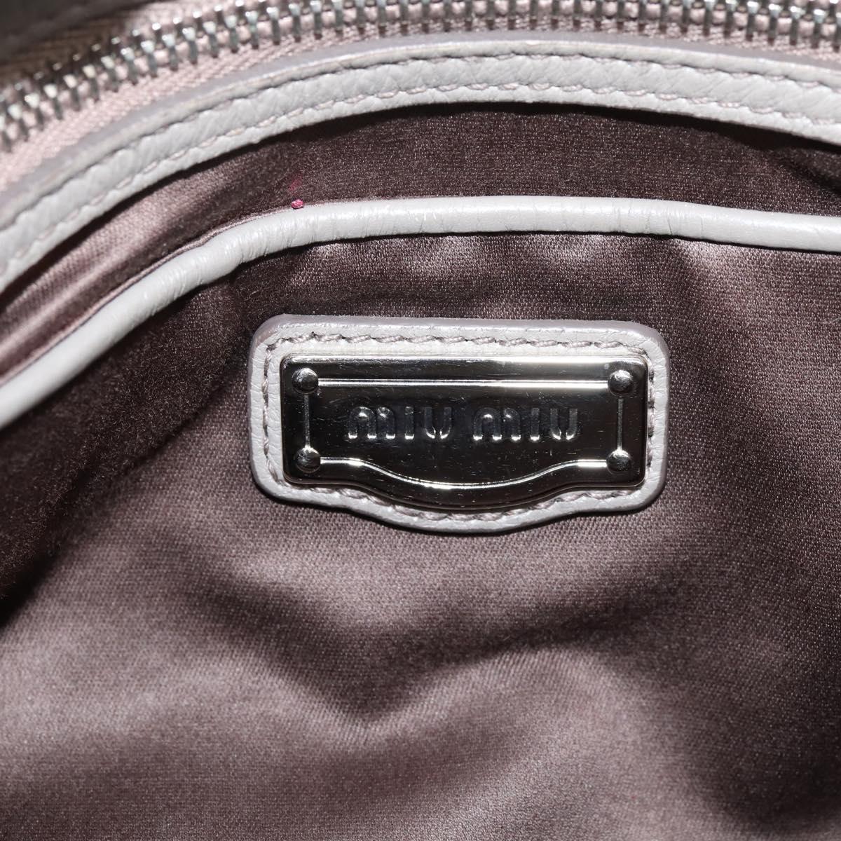 Miu Miu Hand Bag Leather 2way Gray Silver Auth 167878A
