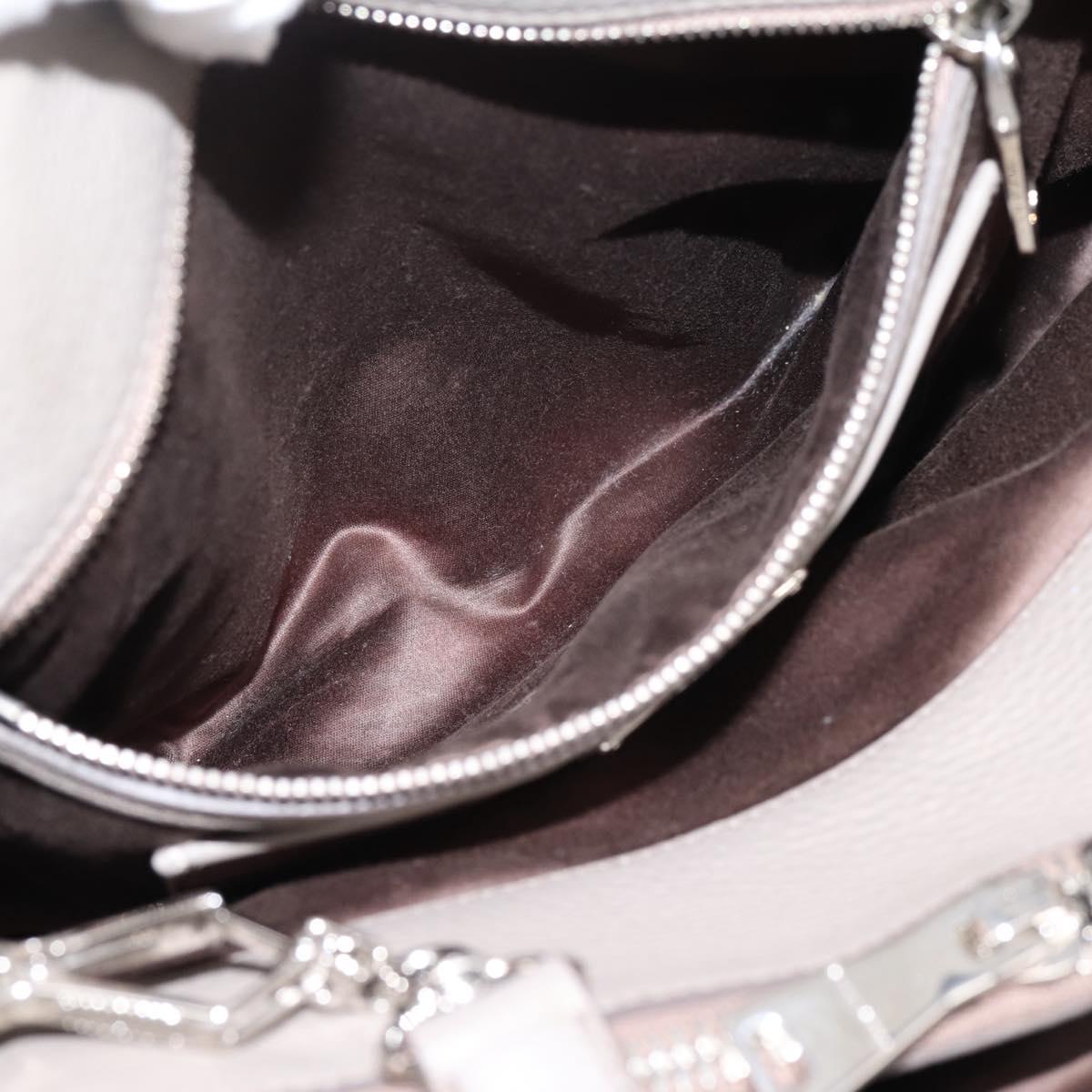 Miu Miu Hand Bag Leather 2way Gray Silver Auth 167878A