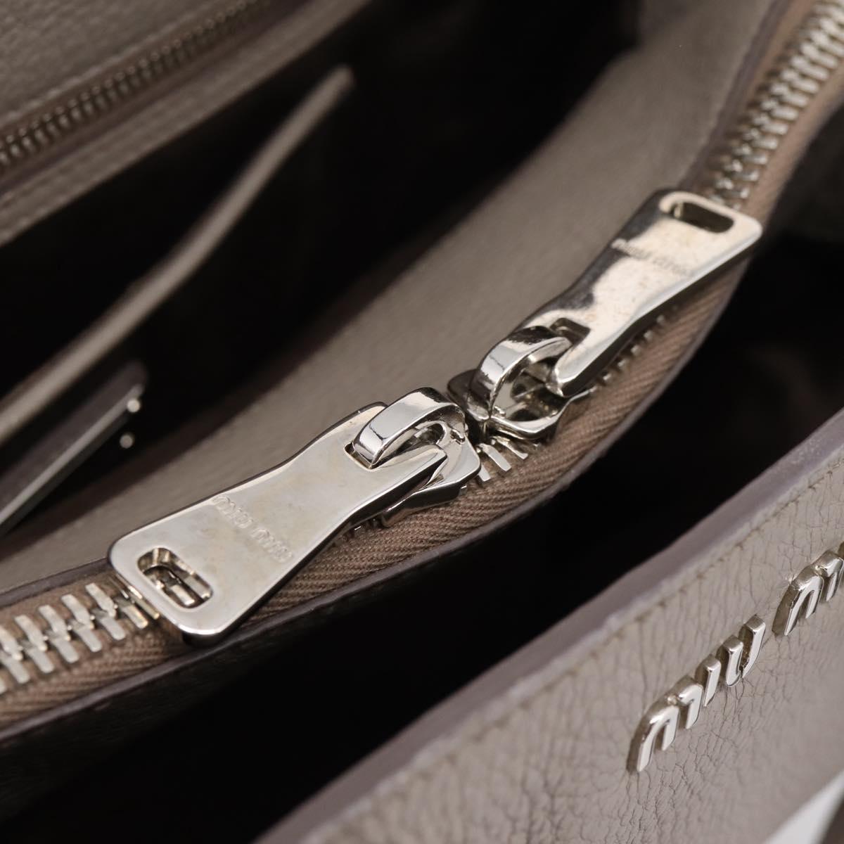 Miu Miu Hand Bag Leather 2way Gray Silver Auth 167878A