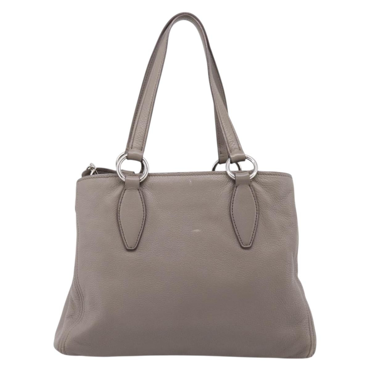 Miu Miu Hand Bag Leather 2way Gray Silver Auth 167878A