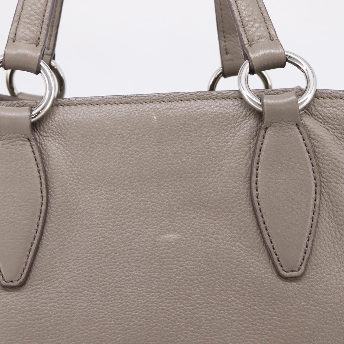 Miu Miu Hand Bag Leather 2way Gray Silver Auth 167878A
