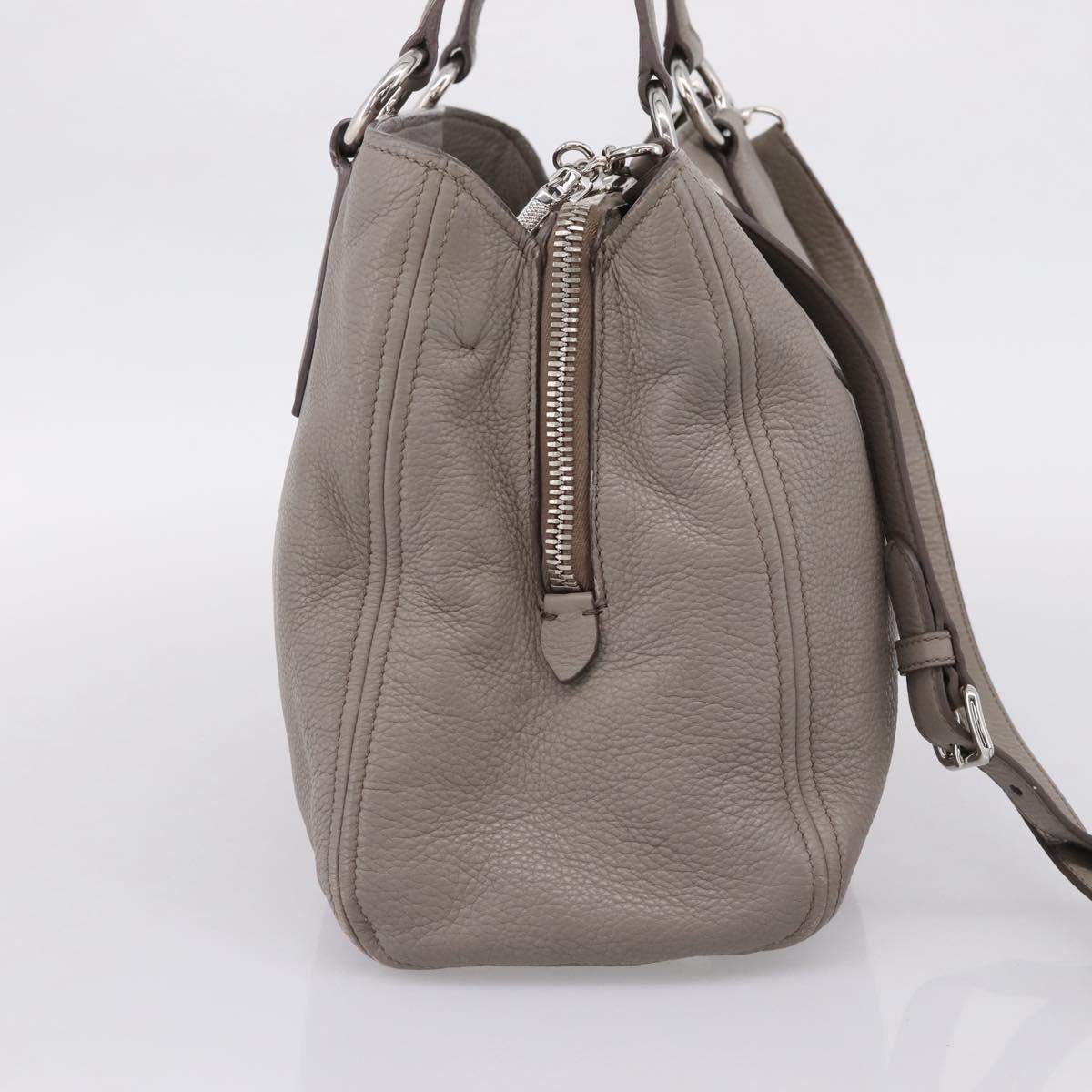 Miu Miu Hand Bag Leather 2way Gray Silver Auth 167878A