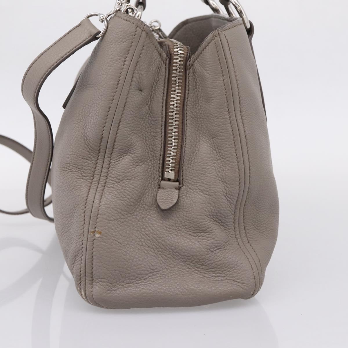 Miu Miu Hand Bag Leather 2way Gray Silver Auth 167878A