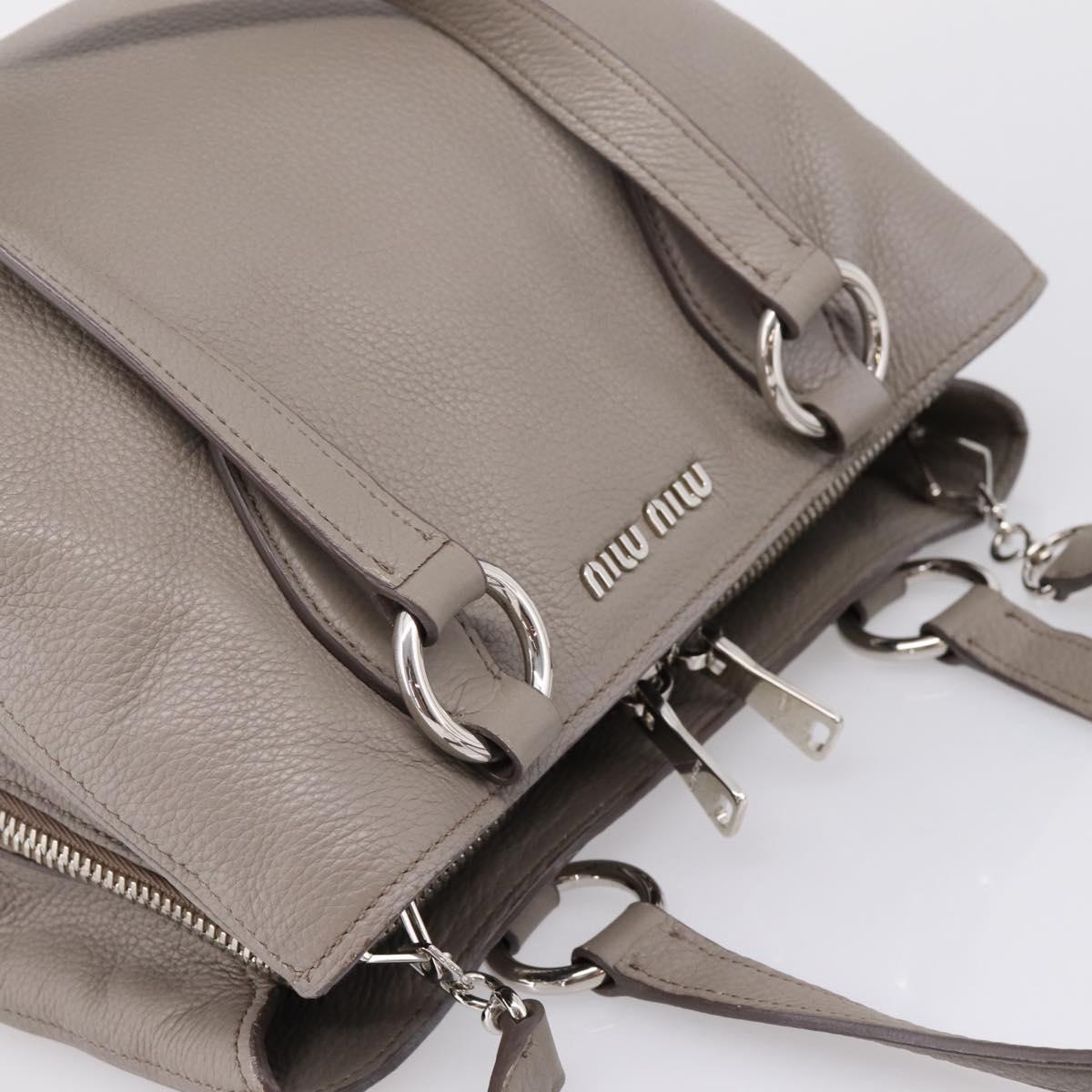 Miu Miu Hand Bag Leather 2way Gray Silver Auth 167878A