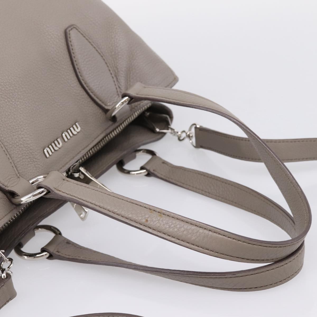 Miu Miu Hand Bag Leather 2way Gray Silver Auth 167878A