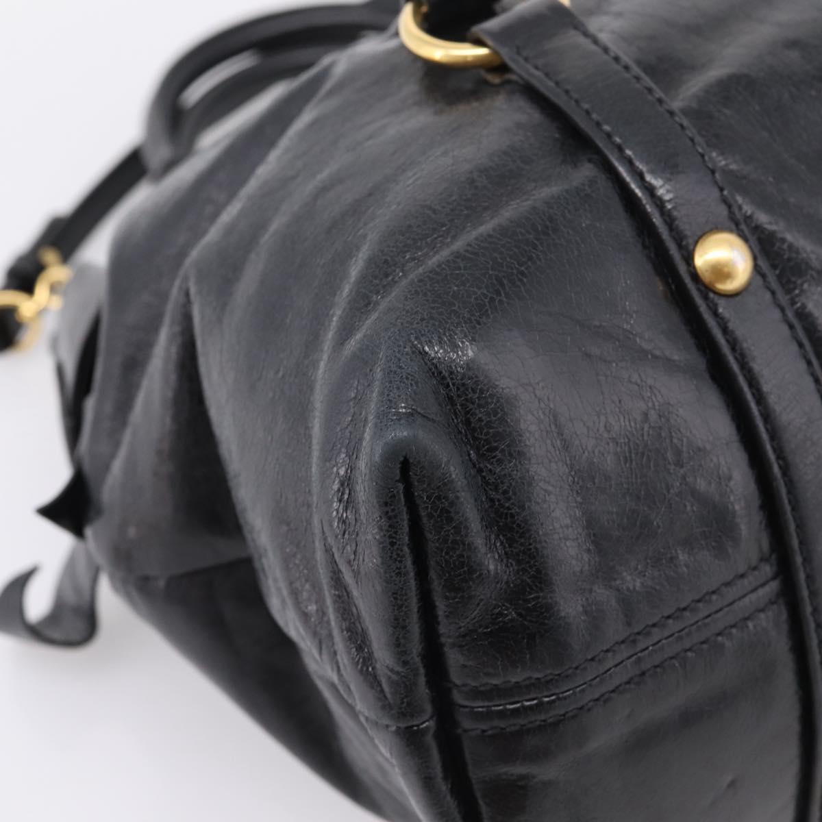 Miu Miu Hand Bag Leather 2way Black Gold Auth 167880M