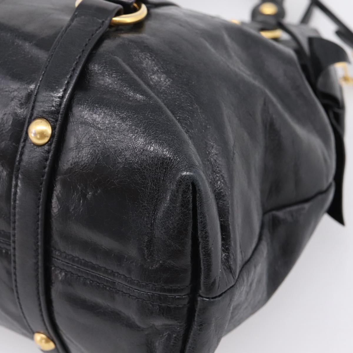 Miu Miu Hand Bag Leather 2way Black Gold Auth 167880M