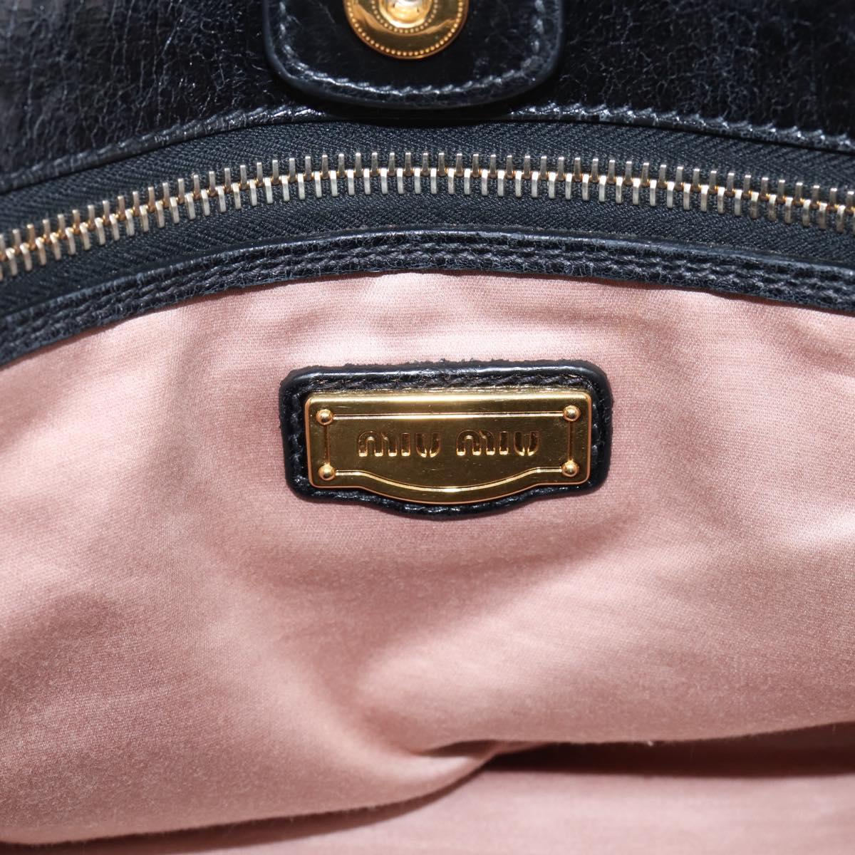 Miu Miu Hand Bag Leather 2way Black Gold Auth 167880M