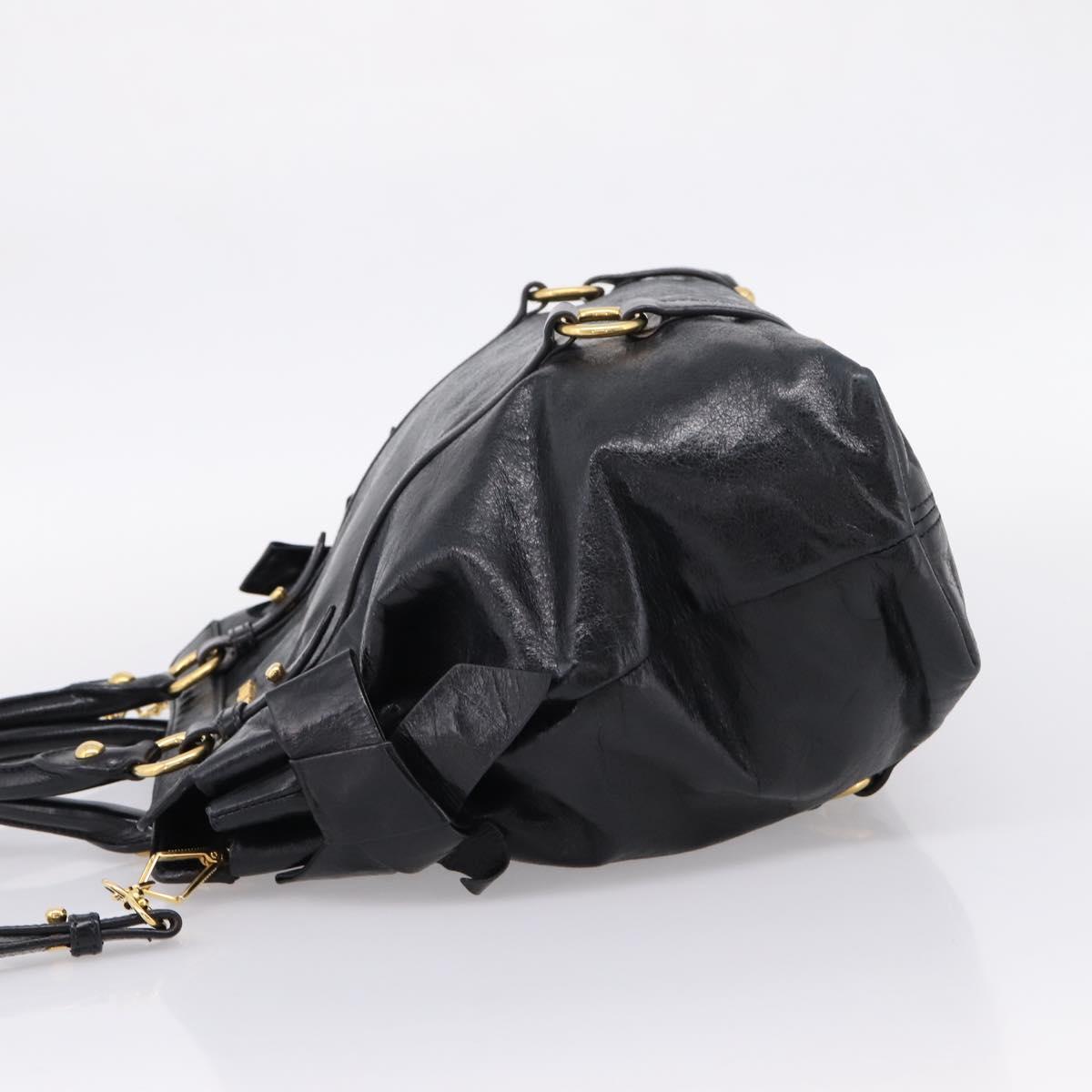 Miu Miu Hand Bag Leather 2way Black Gold Auth 167880M