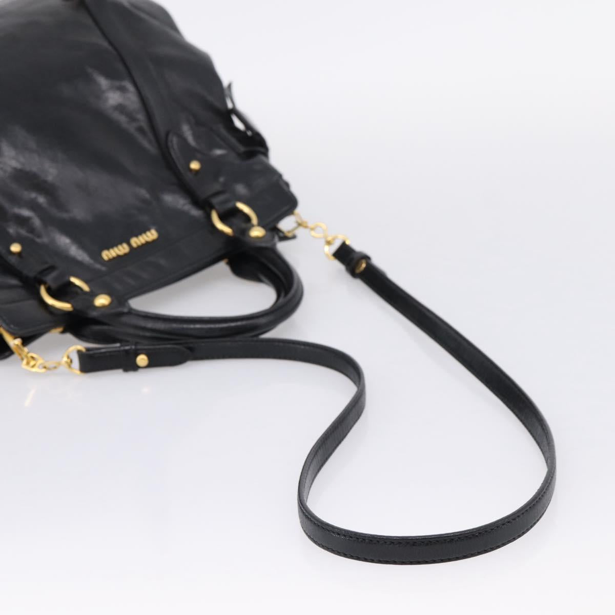 Miu Miu Hand Bag Leather 2way Black Gold Auth 167880M