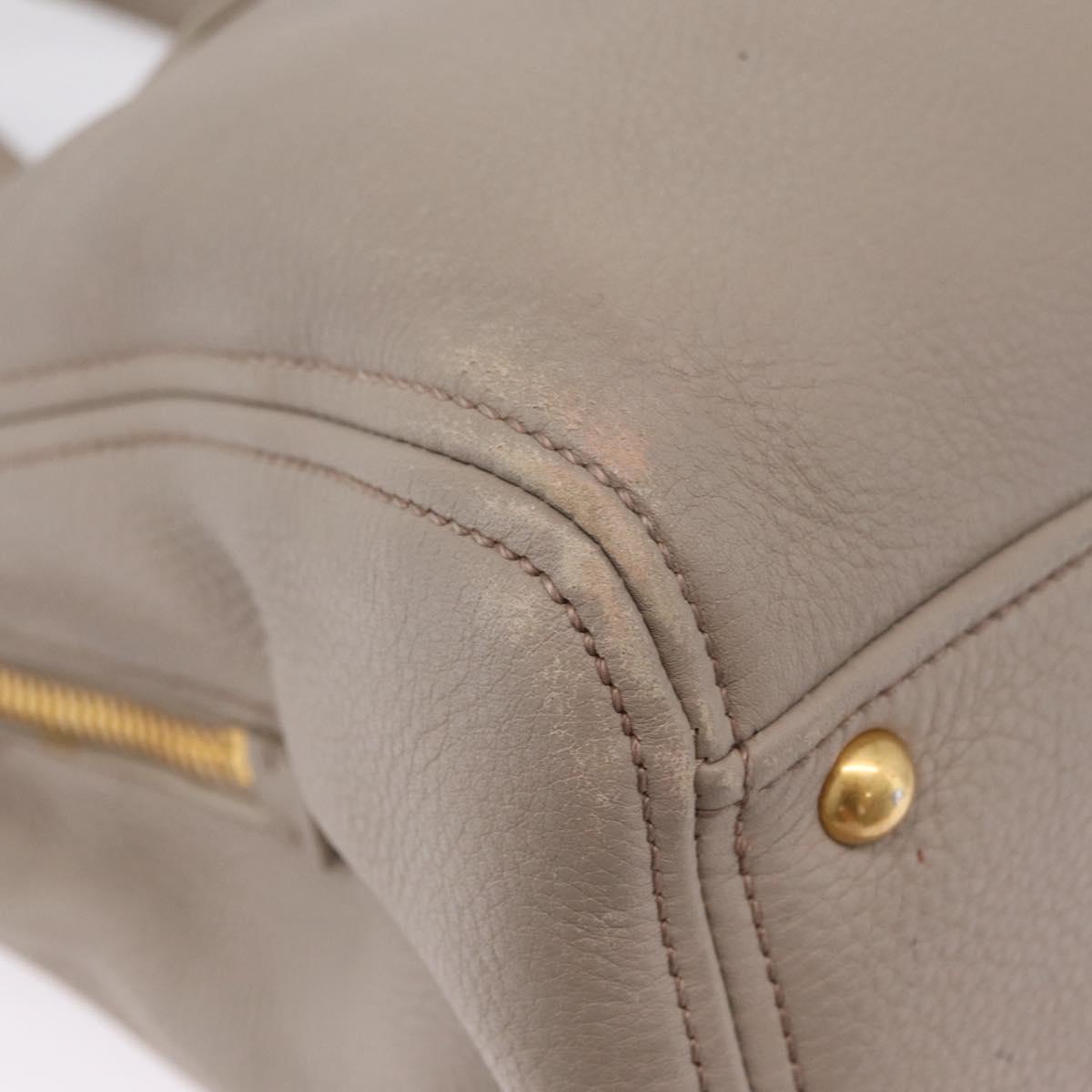 Miu Miu Hand Bag Leather 2way Gray Gold Auth 167882A